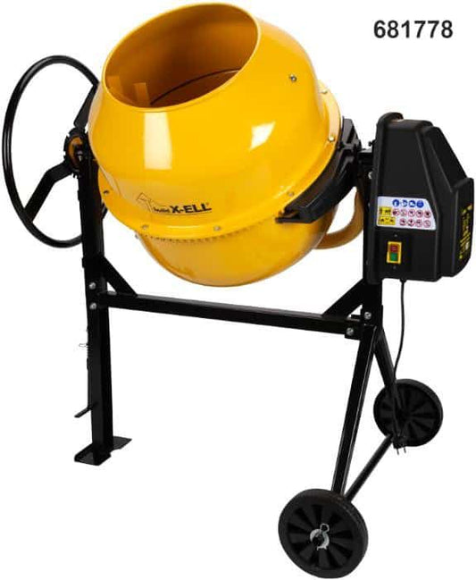 Betonieră BuildXell Tip 160 - Motor Monofazat 550 W, Coroană și Cuvă, Amestec Mortar și Beton