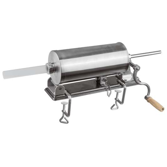 Mașină Orizontală de Umplut Cârnați EvoTools 3 kg - Inox Alimentar, 4 Pâlnii, Fixare pe Blat