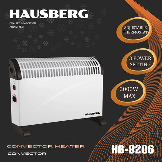 Convector Electric 2000 W - 3 Nivele de Putere, Termostat Reglabil, Încălzire Uniformă Cameră