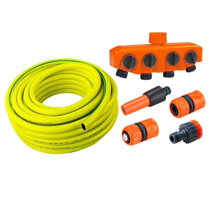 Pachet Furtun de Grădină 1/2" 25 m + Distribuitor Furtun + Duze de Stropit - Ofertă