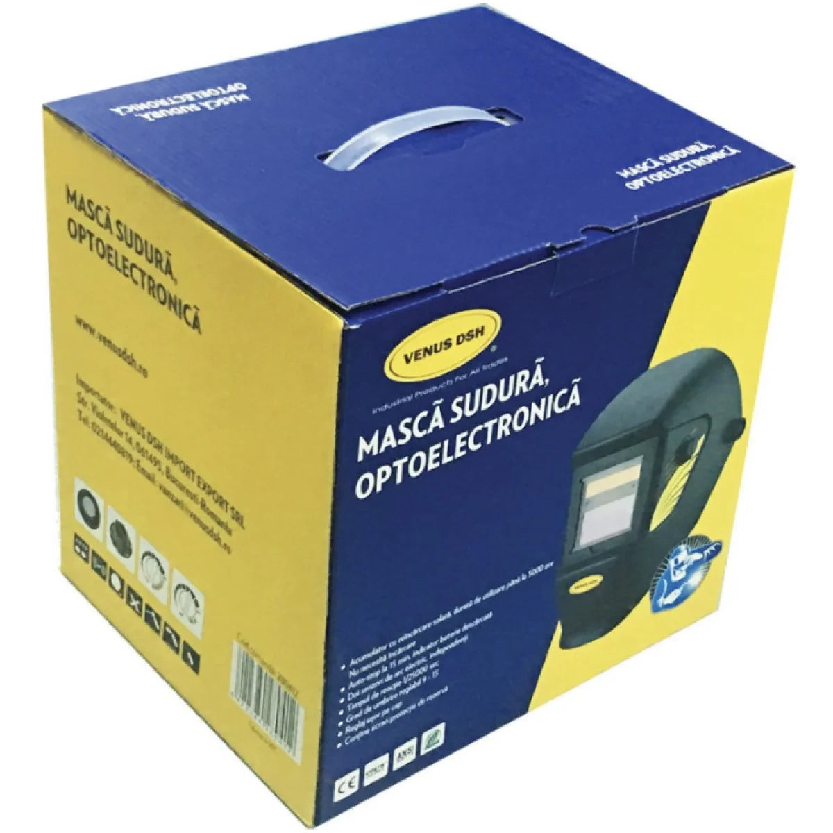 Mască de Sudură Optoelectronică - Umbrire Reglabilă 9 - 13, Încărcare Solară, 2 Senzori de Arc