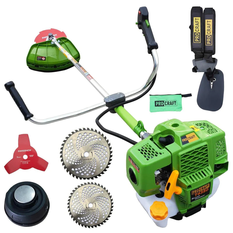 Motocoasă pe Benzină de Umăr ProCraft T4350 - 4,8 CP, Motor 2 Timpi, 51,7 cc, 4 Sisteme Tăiere