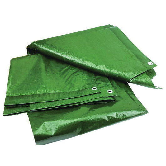 Prelată cu Inele 5 x 8 m, 120 g/mp - Verde, Impermeabilă, Rezistentă UV, Polietilenă Țesută