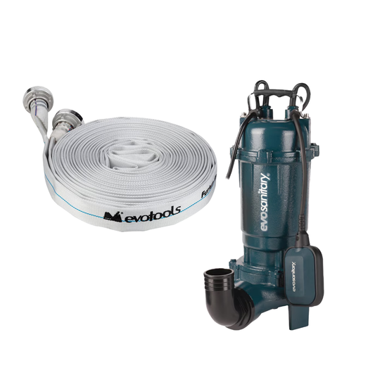 Pachet Pompă Submersibilă cu Tocător 750W Fosă Septică + Furtun Refulare 20m cu Cuple Storz 2