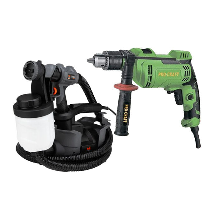 Pachet Pistol de Vopsit Electric cu Compresor + Bormașină ProCraft - Vopsire și Găurire, Ofertă