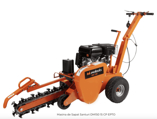 Mașină de Săpat Șanțuri EvoTools DM150 - 15 CP, 420 cc, 4 Timpi, Conducte și Cabluri