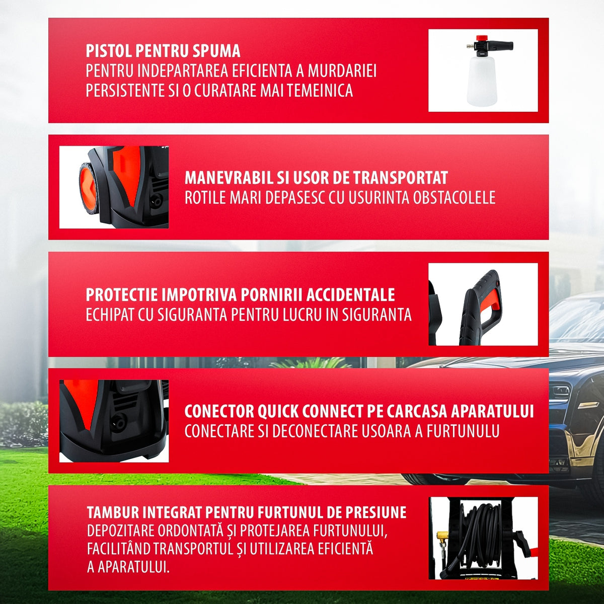 Aparat de spalat cu presiune ELEFANT E-110P-C, 2200W, 500l//h, 165 bar, lungime furtun 10 m