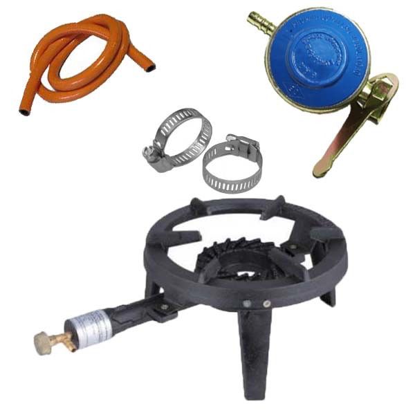 Pachet Arzător Rotund din Fontă Ø 33 cm + Furtun 2 m + 2 Coliere + Ceas Butelie - Ofertă