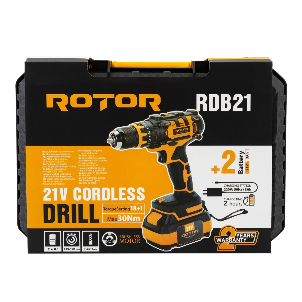 Autofiletanta pe acumulator ROTOR RDB21 21 V /3 Ah, 1350 Rot/min, 18+1, 30 Nm, Brushless