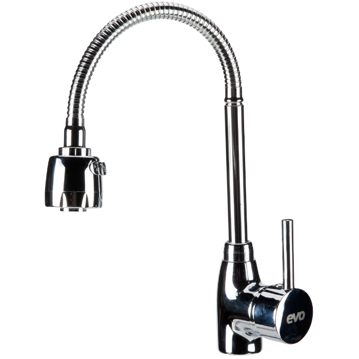 Baterie Bucătărie 4001 Pipă Flexibilă cu Dispersor - Pipă 205 mm, Levier 70 mm, Utilă 190 mm, Totală 330 mm