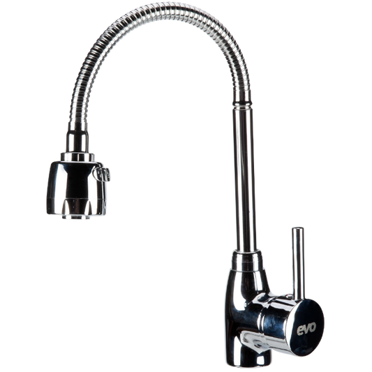 Baterie Bucătărie 4001 Pipă Flexibilă cu Dispersor - Pipă 205 mm, Levier 70 mm, Utilă 190 mm, Totală 330 mm