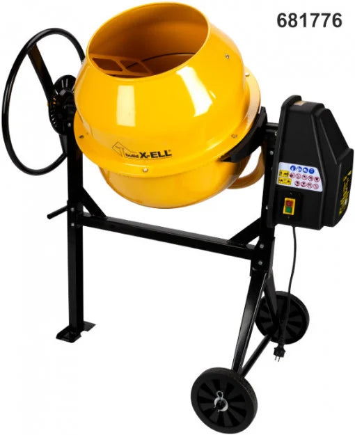 Betonieră BuildXell Tip 160 - Motor Monofazat 550 W, Coroană și Cuvă, Amestec Mortar și Beton