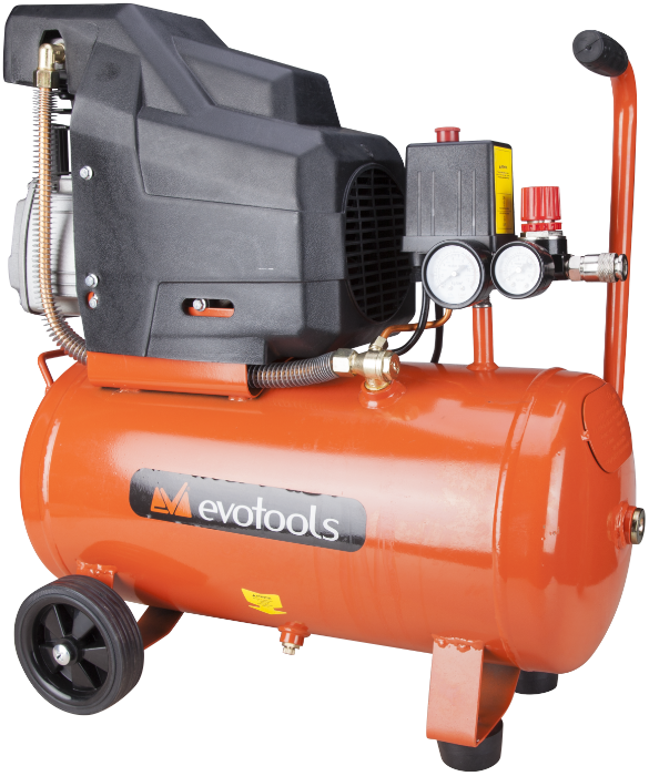 Compresor de Aer EvoTools CA2024A - 1500 W, 2 CP, Rezervor 24 L, 8 bar, 185 l/min, 2800 rot/min