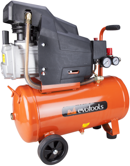 Compresor de Aer EvoTools CA2024A - 1500 W, 2 CP, Rezervor 24 L, 8 bar, 185 l/min, 2800 rot/min