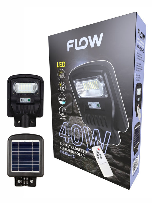 Corp stradal LED cu panou solar 40W 6500K FLOW – FPL40W-CS