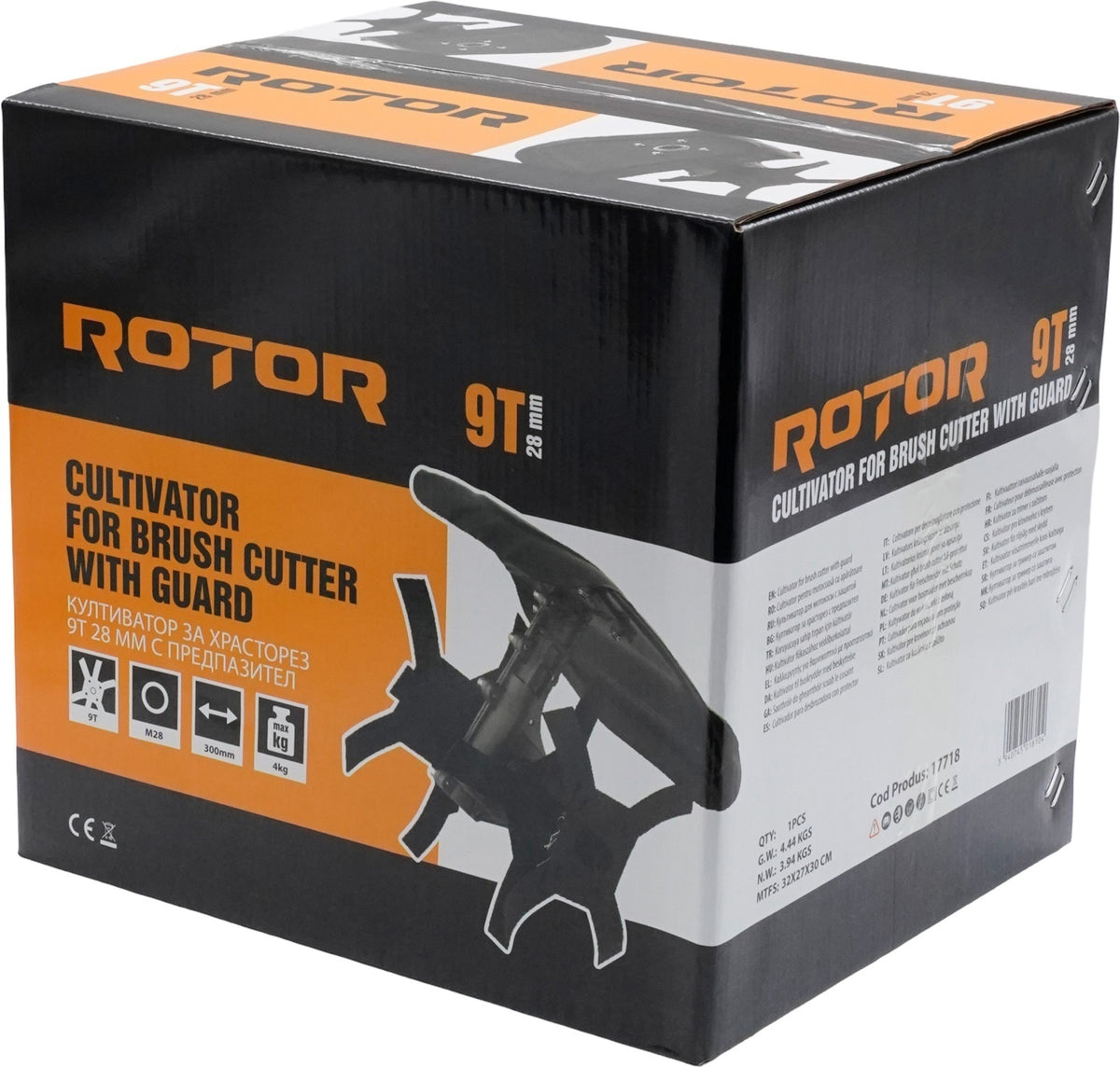 Cultivator pentru motocoasă 9T 28 mm cu apărătoare ROTOR