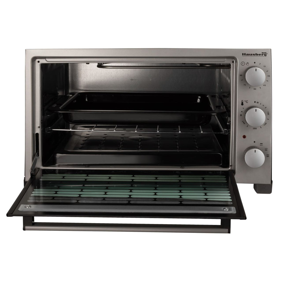 Cuptor Electric Hausberg 38 L Negru - 1420 W, Rezistență Sus și Jos, Timer, Termostat, 2 Tăvi