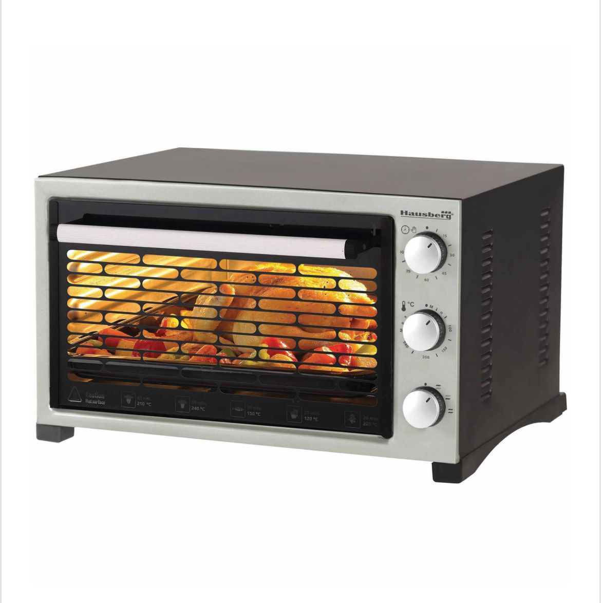 Cuptor Electric Hausberg 38 L Negru - 1420 W, Rezistență Sus și Jos, Timer, Termostat, 2 Tăvi