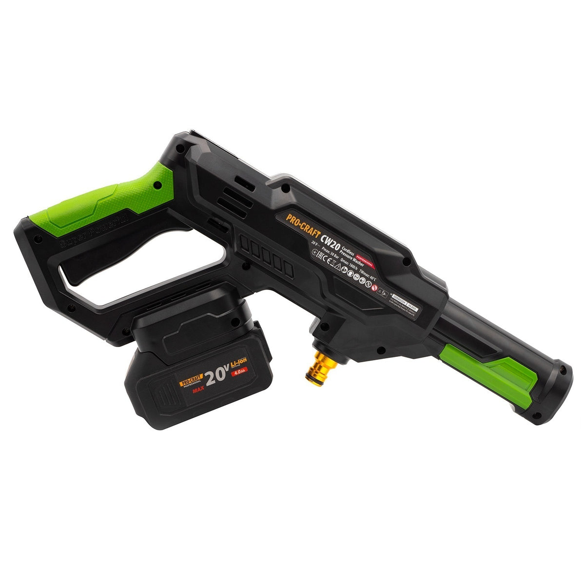 CW20 Aparat de spalat cu presiune pe acumulator PROCRAFT 30 bar, 20V/4Ah, brushlesss, NU CONTINE ACUMULATOR SI INCARCATOR