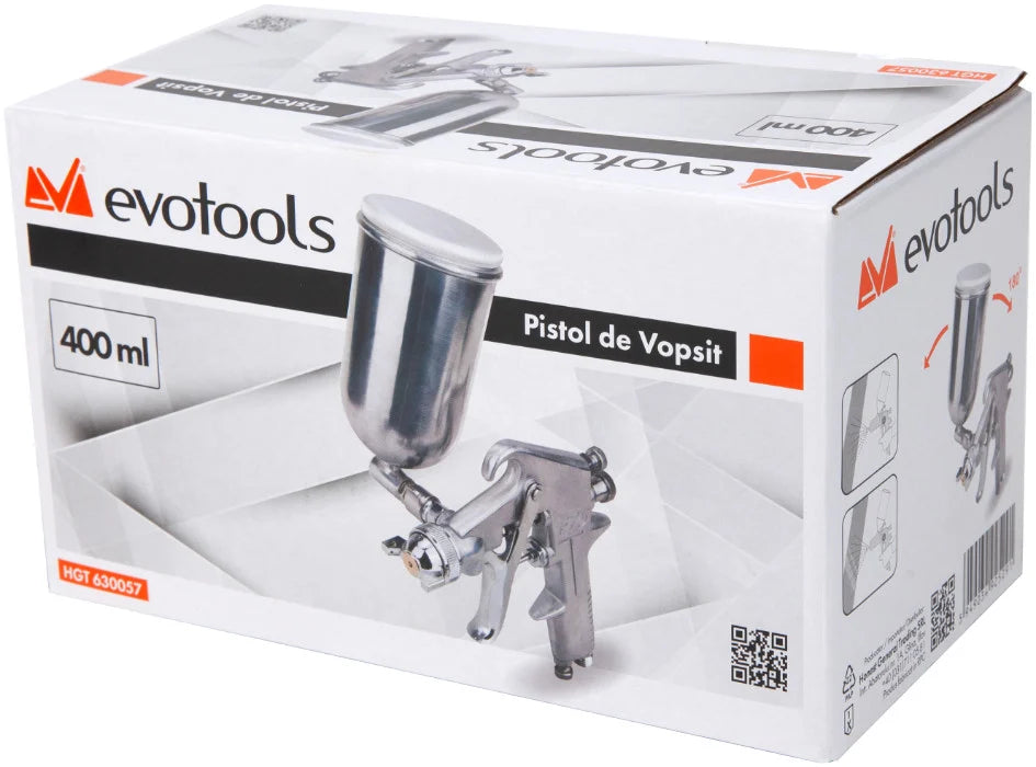 Pistol de Vopsit Pneumatic 1862 - Rezervor 400 ml Rotativ 180°, Duză Ø 1,5 mm, 3,5 bar