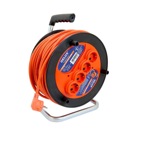 Derulator Prelungitor 4 Prize, Cablu 3 x 2,5 mm2, Lungime 50 m - IP20, 16 A, Tambur Plastic