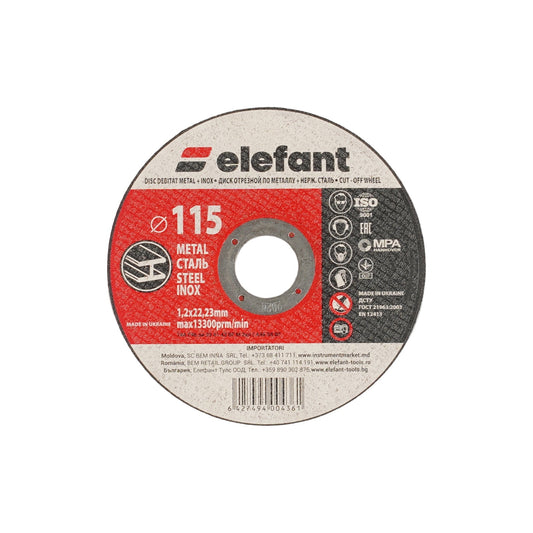 Disc abraziv pentru metal-inox ELEFANT 115*1,2*22,23 - Pachet 40 bucati