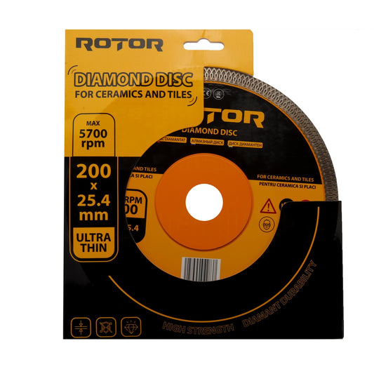 Disc Diamantat Ceramică Rotor Ø 200 x 25,4 mm - Ultra Subțire, Tăiere Gresie și Faianță