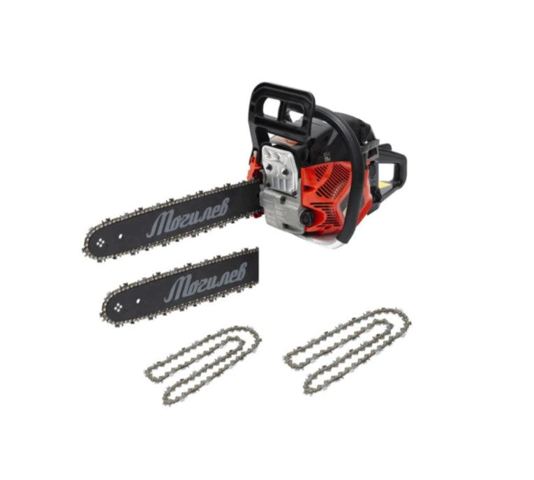Drujbă pe Benzină Mogilev BM-5.5 - Motor 5,7 CP, 58 cc, 2 Lame și 2 Lanțuri Incluse