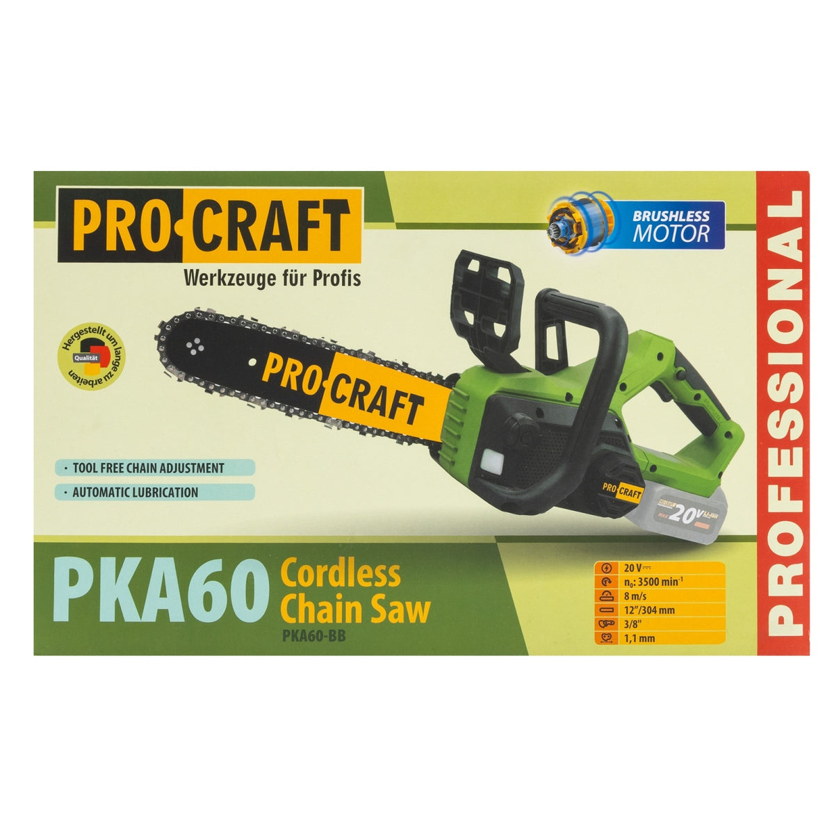 Drujba pe acumulator PROCRAFT PKA60, Brushless, 3500 rot/min, NU CONTINE ACUMULATOR SI INCARCATOR