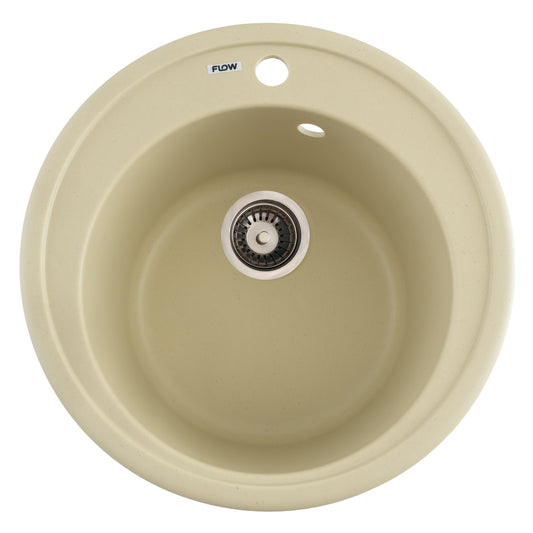 FCB-510SI/1, Chiuveta de bucatarie din granit cu cuva rotunda, seria SUN, Ivory, 510x200 mm, FLOW