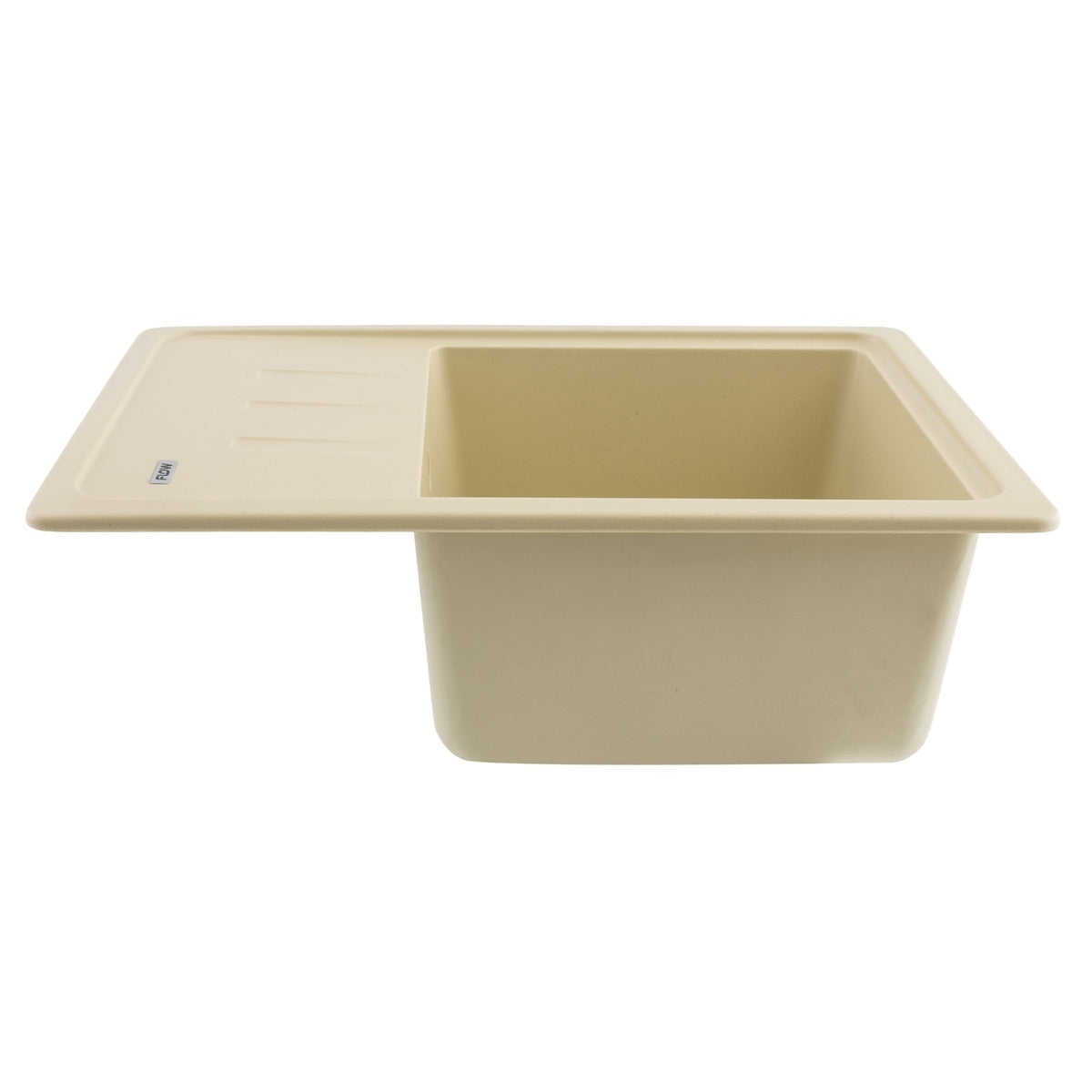 FCB-6143SI/1T, Chiuveta de bucatarie din granit cu o cuva si scurgator, seria SLIM, Ivory, 615x430x200 mm, FLOW