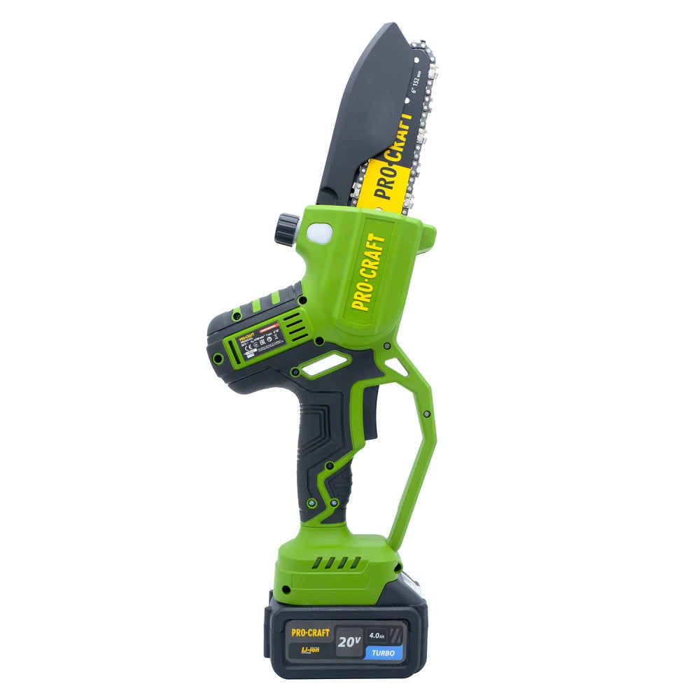 Fierastrau electric cu lant pe acumulator PROCRAFT PKA32Li, 20 V / 4 Ah, Brushless, lame 6" si 8", acumulator si incarcator incluse