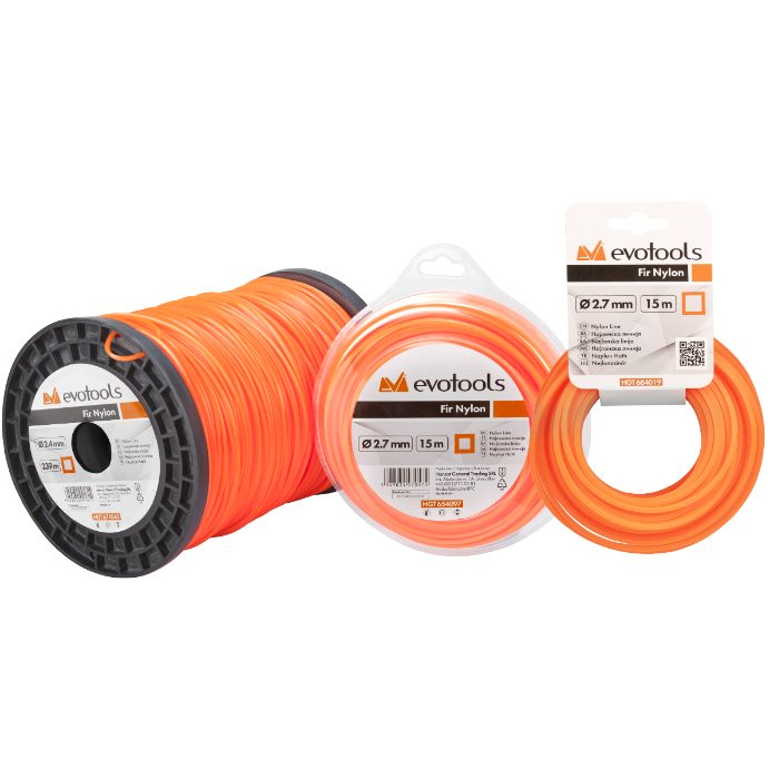 Fir Nylon Pătrat EvoTools Ø 2,7 mm x 197 m - Muchii Ascuțite, Motocoasă, Tăiere Rapidă Vegetație