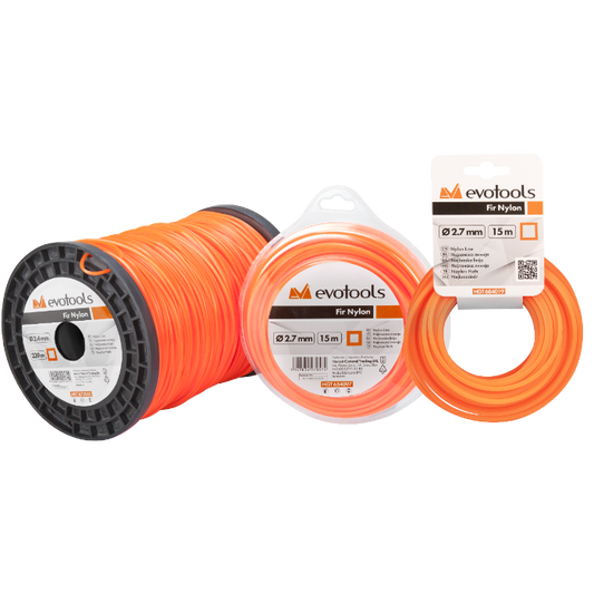 Fir Nylon Pătrat EvoTools Ø 2,7 mm x 197 m - Muchii Ascuțite, Motocoasă, Tăiere Rapidă Vegetație
