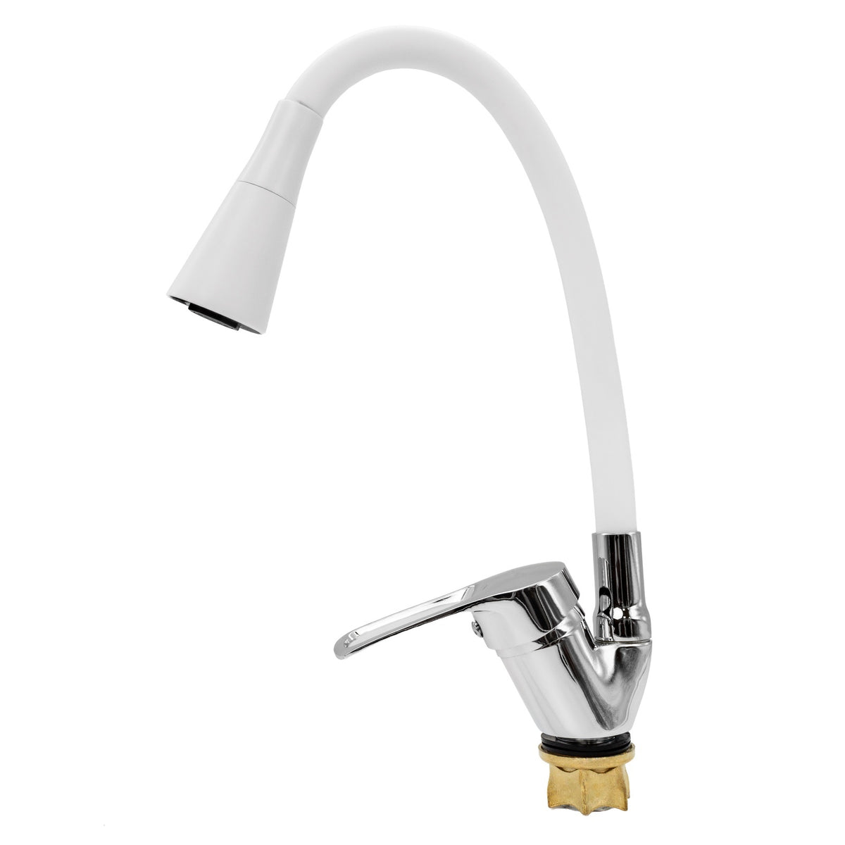 FL XI-CW452ZW, Baterie bucatarie cu pipa flexibila 2 functii, zinc, alb, FLOW