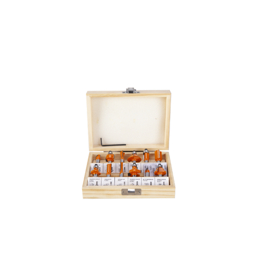 Set Freze Lemn 12 Piese - Coadă Ø 6 mm, Cutie Lemn cu Blocare, Tâmplărie și Lucrări de Atelier