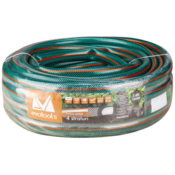 Furtun Armat PVC 1" x 50 m - Inserție Textilă, Presiune 8 bar, Grădină și Transport Apă