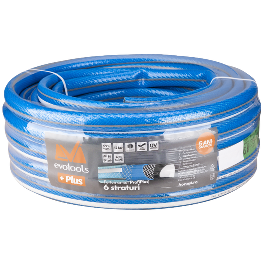 Furtun Grădină Armat Profi Plus 3/4 inch 20 m - PVC cu Inserție Textilă, Presiune Lucru 12 bar