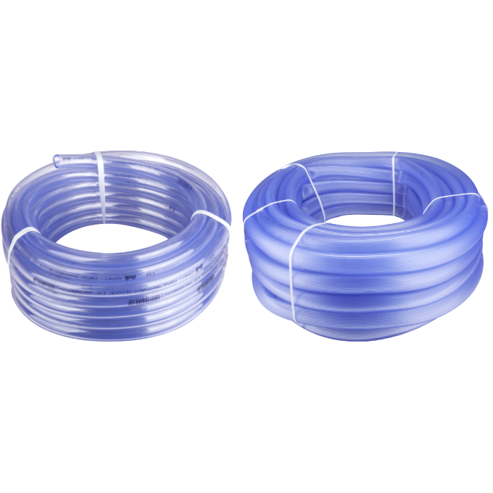 Furtun Transparent Striat Ets 1 1/2" x 25 m - PVC Alimentar, Presiune 6 bar, Apă Potabilă