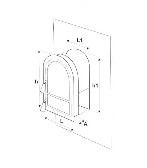Ușă Șemineu cu Geam Model Cerbi 345 x 555 mm - Fixare cu Cleme, Grătar Inclus, Fontă