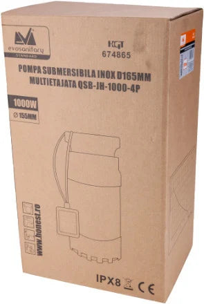Pompă Submersibilă Multietajată EvoSanitary Inox 1000 W - Debit 5500 l/h, Refulare 40 m