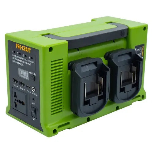 Invertor Portabil cu Acumulator ProCraft PSI20 - 330 W, 12 V 5 A, Lanternă LED 10/6 W