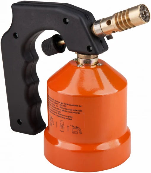 Lampă de Lipit cu Gaz - Carcasă Metalică, Reglaj Fin al Flăcării, Doză 190 g DIN EN 417