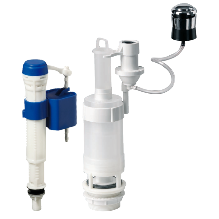 Mecanism WC Pneumatic cu Robinet Flotor și Intrare Verticală 3/8" - Acționare Lină, Reglare Nivel Apă