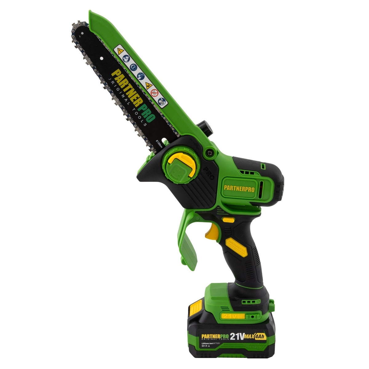 Mini Fierăstrău cu Lanț și Acumulator PPBS-84 PARTNERPRO, Brushless, 21V / 4Ah, Indicator sarcină