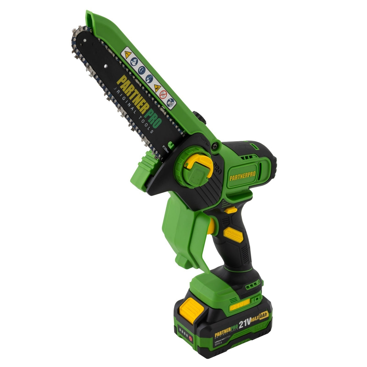 Mini Fierăstrău cu Lanț și Acumulator PPBS-84 PARTNERPRO, Brushless, 21V / 4Ah, Indicator sarcină