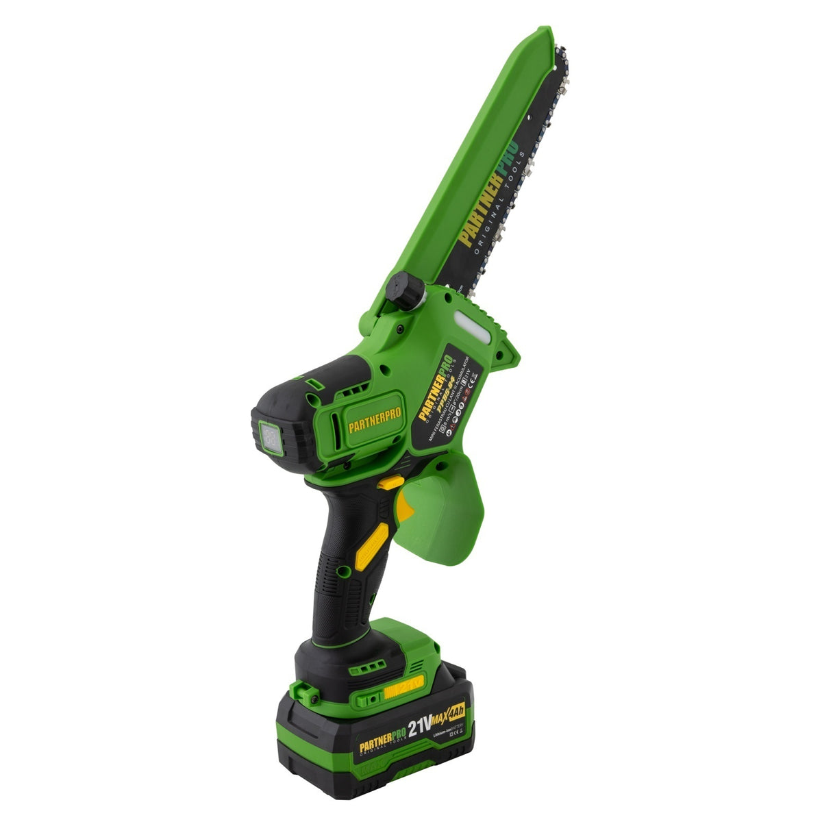 Mini Fierăstrău cu Lanț și Acumulator PPBS-84 PARTNERPRO, Brushless, 21V / 4Ah, Indicator sarcină