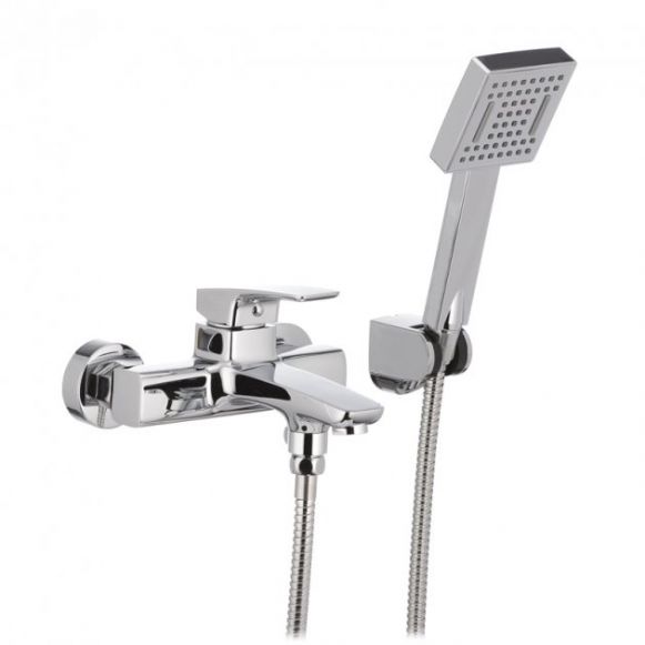 Baterie Cadă Baie MIXXUS Patrick 009 - Alamă Cromată, Pipă Fixă, Set de Montare Inclus