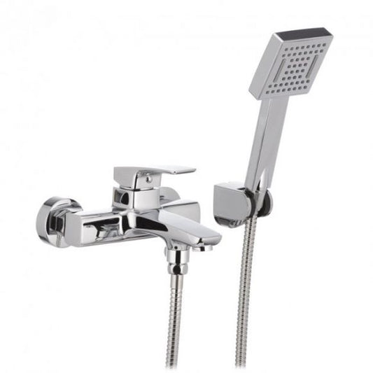 Baterie Cadă Baie MIXXUS Patrick 009 - Alamă Cromată, Pipă Fixă, Set de Montare Inclus