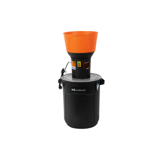 Moară Electrică pentru Cereale EvoTools 1300 W - Găleată Plastic 50 L, Porumb, Grâu, Orz și Ovăz